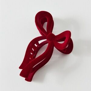 Red Velvet Draped Bow Claw Hair Clip